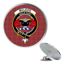 ScotsTee Shop Scottish McLeod Red Ancient Metal Tartan Lapel Pin Scottish Clan Crest Badge
