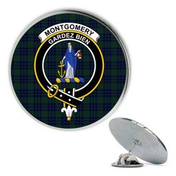 ScotsTee Shop Scottish Montgomery Metal Tartan Lapel Pin Scottish Clan Crest Badge
