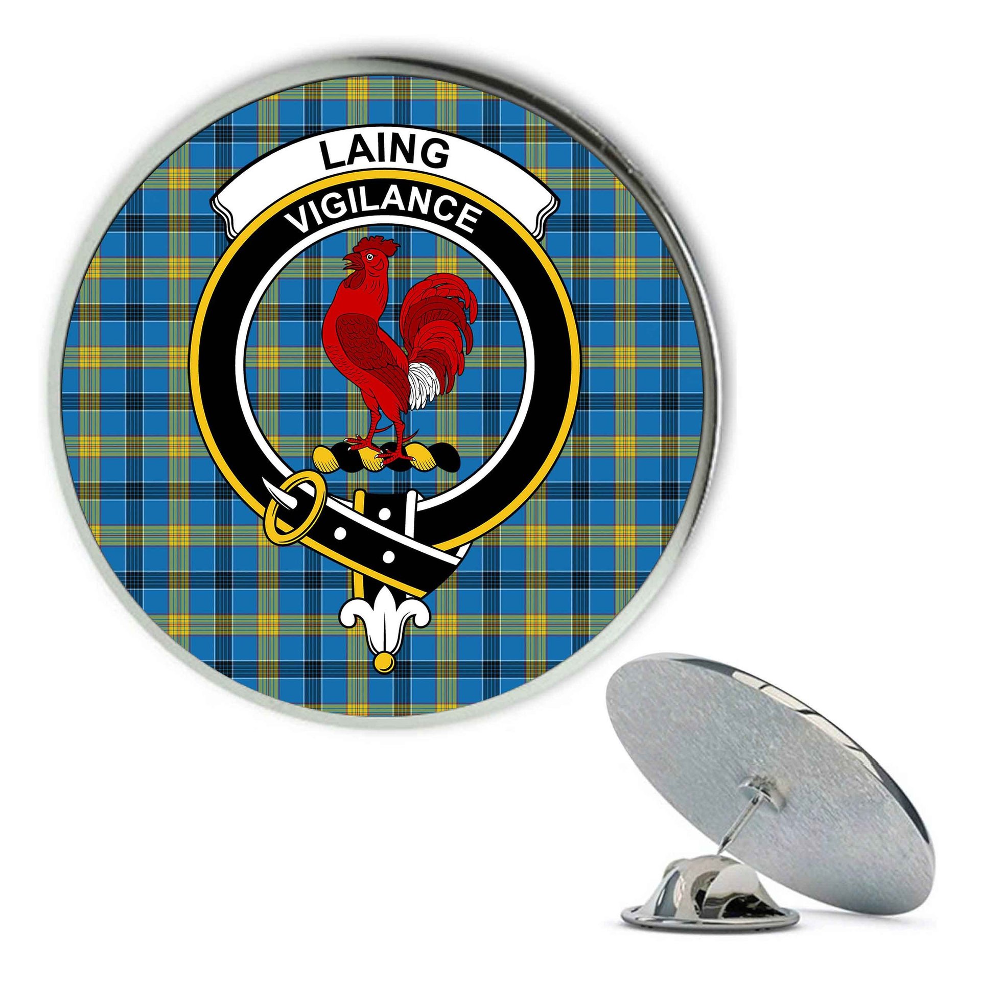 ScotsTee Shop Scottish Laing SC Metal Tartan Lapel Pin Scottish Clan Crest Badge