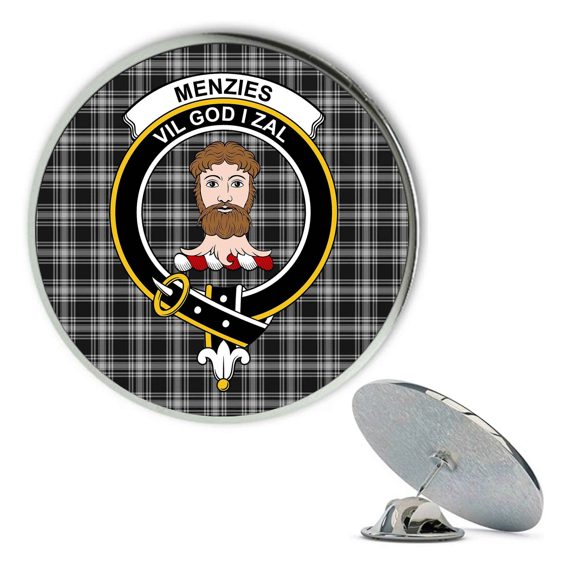 ScotsTee Shop Scottish Menzies 1938 Metal Tartan Lapel Pin Scottish Clan Crest Badge