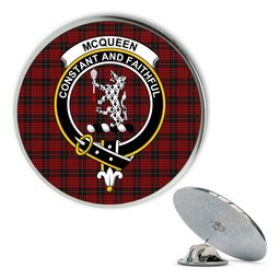 ScotsTee Shop Scottish McQueen Metal Tartan Lapel Pin Scottish Clan Crest Badge