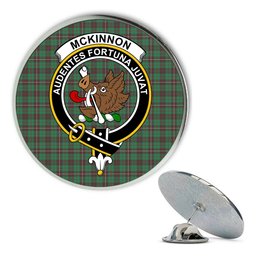 ScotsTee Shop Scottish McKinnon Hunting Ancient Metal Tartan Lapel Pin Scottish Clan Crest Badge