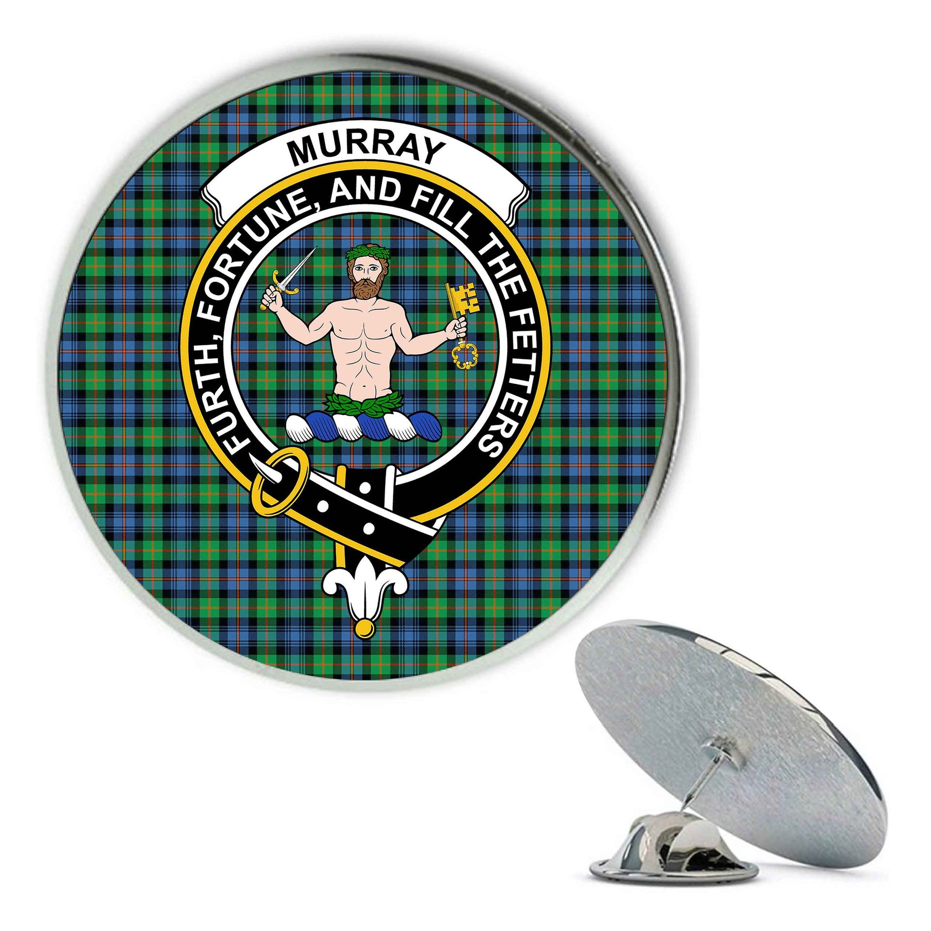 ScotsTee Shop Scottish Murray of Atholl Ancient Metal Tartan Lapel Pin Scottish Clan Crest Badge