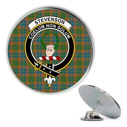 ScotsTee Shop Scottish Stevenson Old Ancient Metal Tartan Lapel Pin Scottish Clan Crest Badge