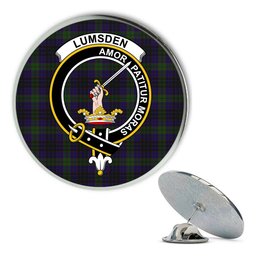 ScotsTee Shop Scottish Lumsden Hunting Metal Tartan Lapel Pin Scottish Clan Crest Badge