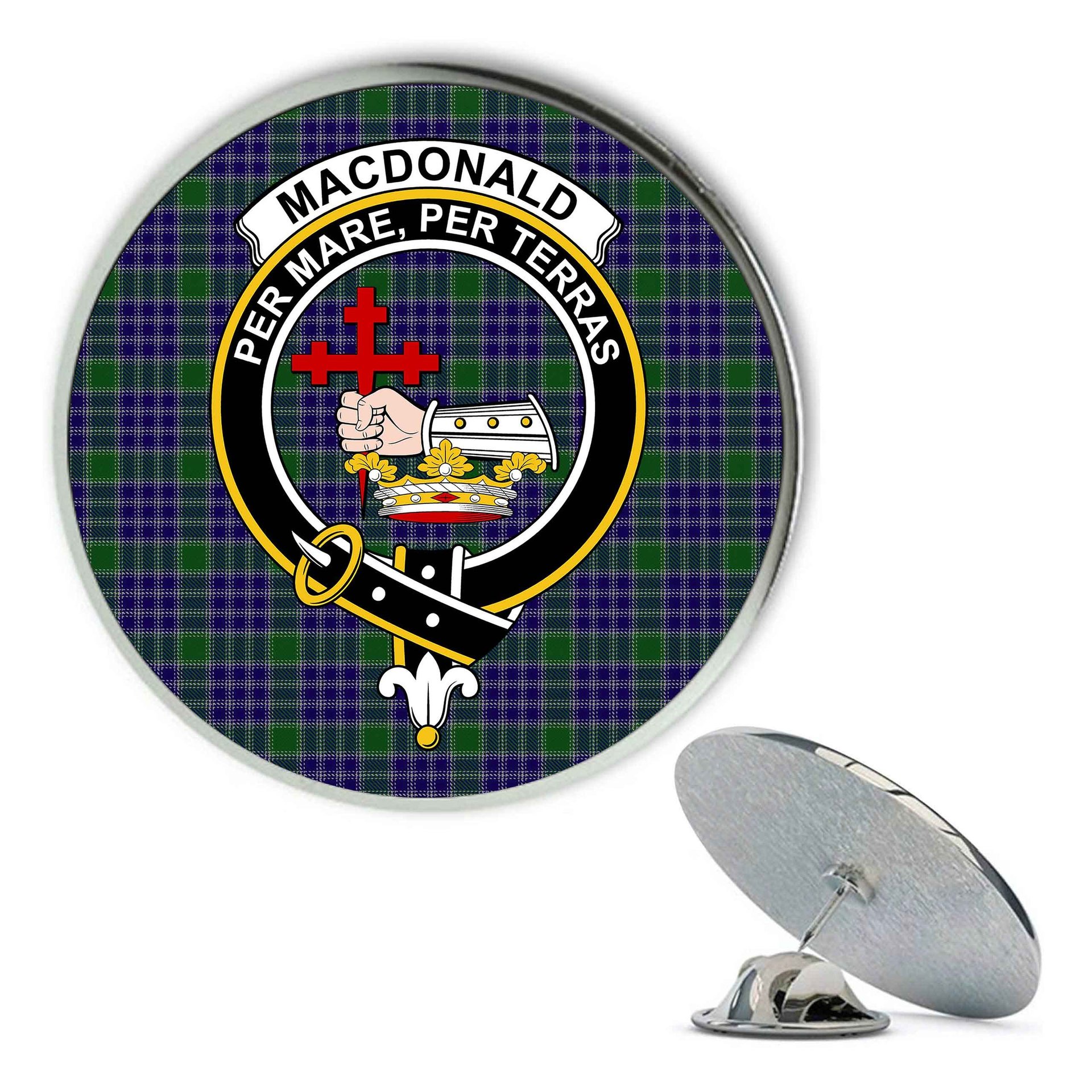 ScotsTee Shop Scottish MacDonald Lord of the Isles Hunting 2 Metal Tartan Lapel Pin Scottish Clan Crest Badge