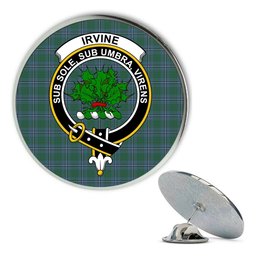 ScotsTee Shop Scottish Irvine of Drum Metal Tartan Lapel Pin Scottish Clan Crest Badge