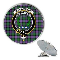 ScotsTee Shop Scottish MacArthur of Milton Ancient Metal Tartan Lapel Pin Scottish Clan Crest Badge