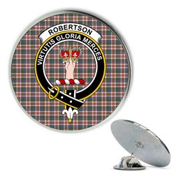 ScotsTee Shop Scottish Robertson Dress #2 Ancient Metal Tartan Lapel Pin Scottish Clan Crest Badge