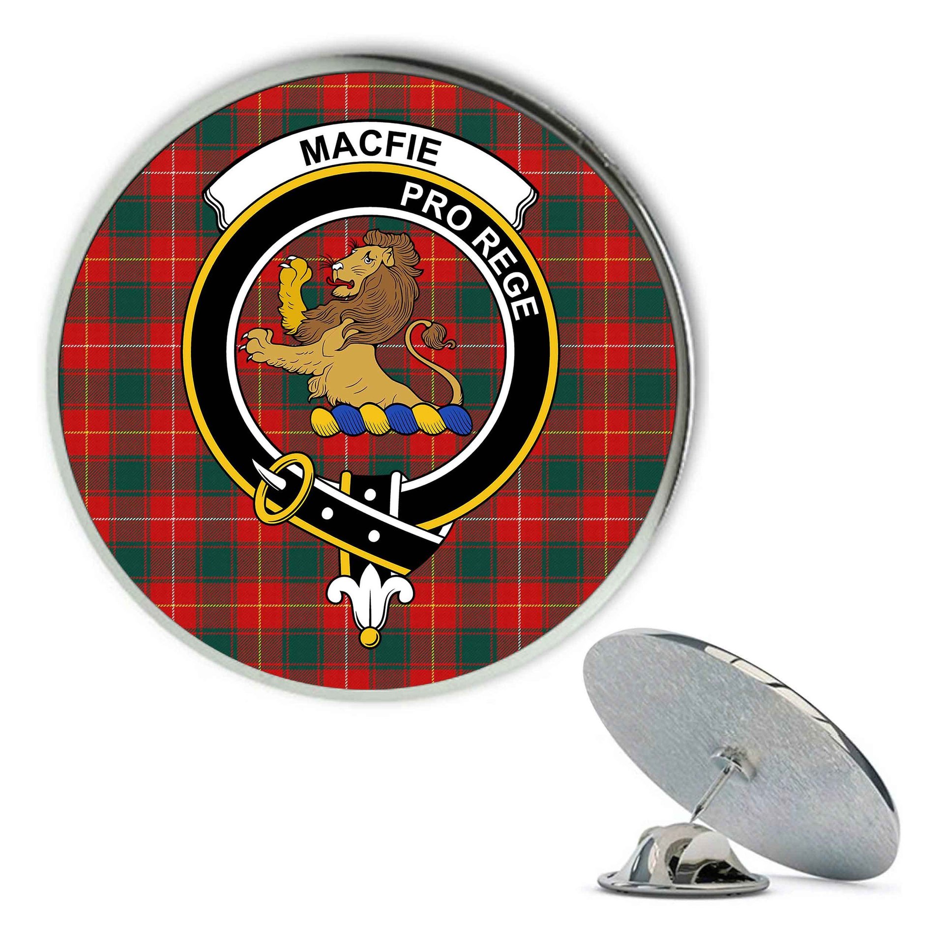ScotsTee Shop Scottish MacFie Modern Metal Tartan Lapel Pin Scottish Clan Crest Badge