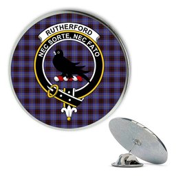 ScotsTee Shop Scottish Rutherford Metal Tartan Lapel Pin Scottish Clan Crest Badge