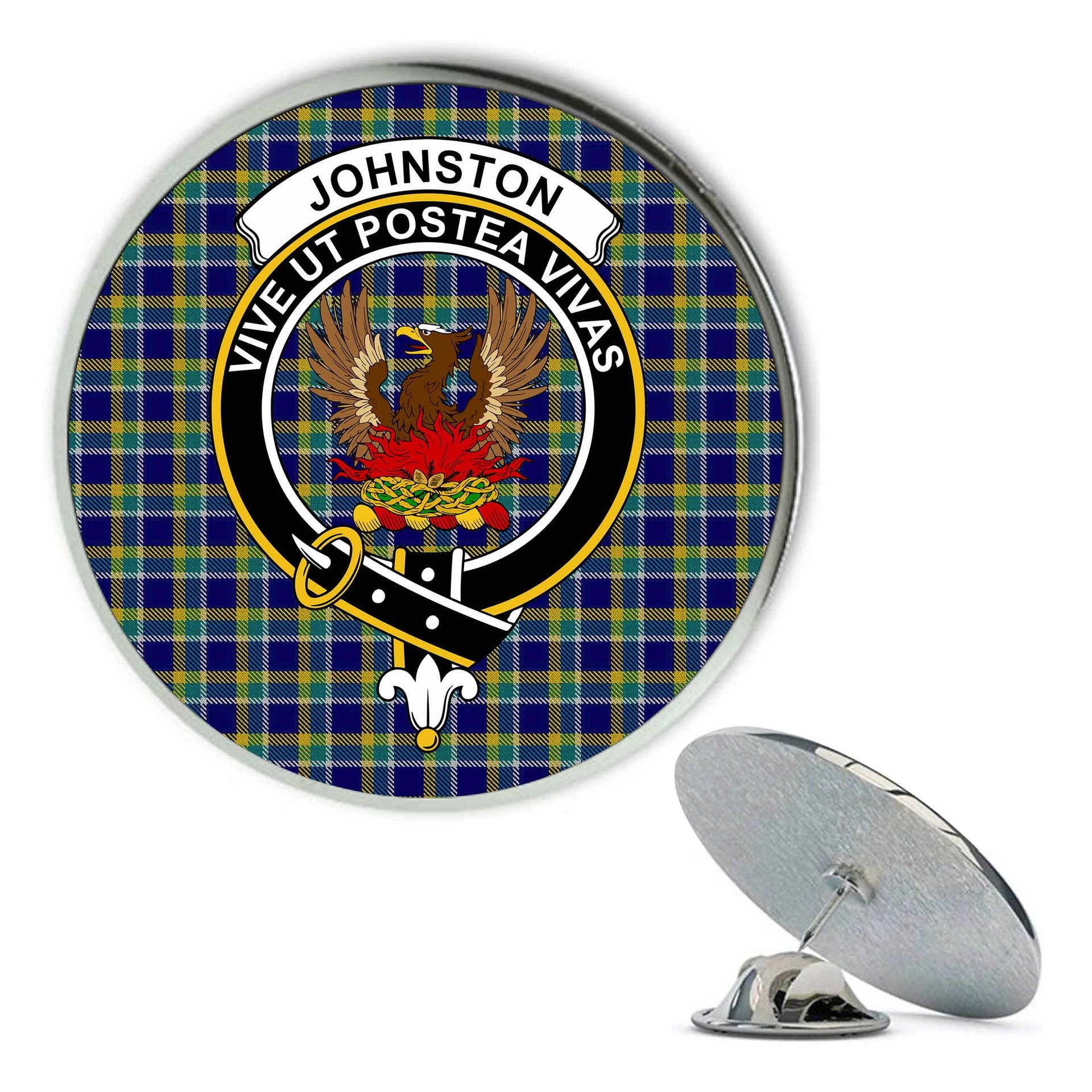 ScotsTee Shop Scottish Johnston Timothy Metal Tartan Lapel Pin Scottish Clan Crest Badge