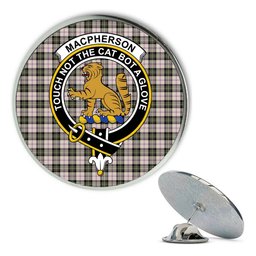 ScotsTee Shop Scottish MacPherson Dress Ancient Metal Tartan Lapel Pin Scottish Clan Crest Badge