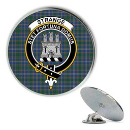 ScotsTee Shop Scottish Strange of Balkaskie Modern Metal Tartan Lapel Pin Scottish Clan Crest Badge