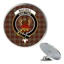 ScotsTee Shop Scottish MacGill Metal Tartan Lapel Pin Scottish Clan Crest Badge