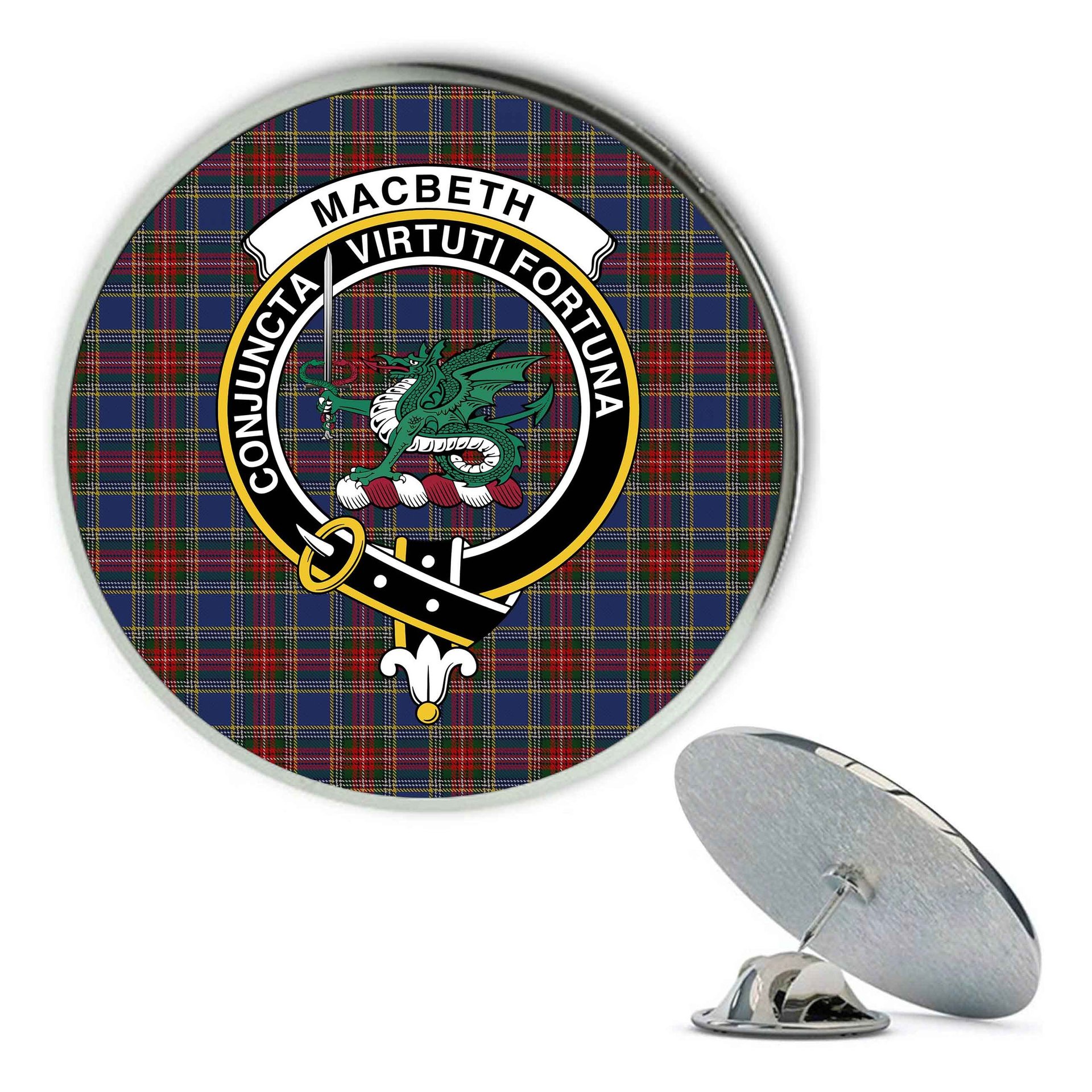 ScotsTee Shop Scottish MacBeth 2 Metal Tartan Lapel Pin Scottish Clan Crest Badge