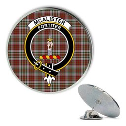 ScotsTee Shop Scottish McAlister Dress Metal Tartan Lapel Pin Scottish Clan Crest Badge