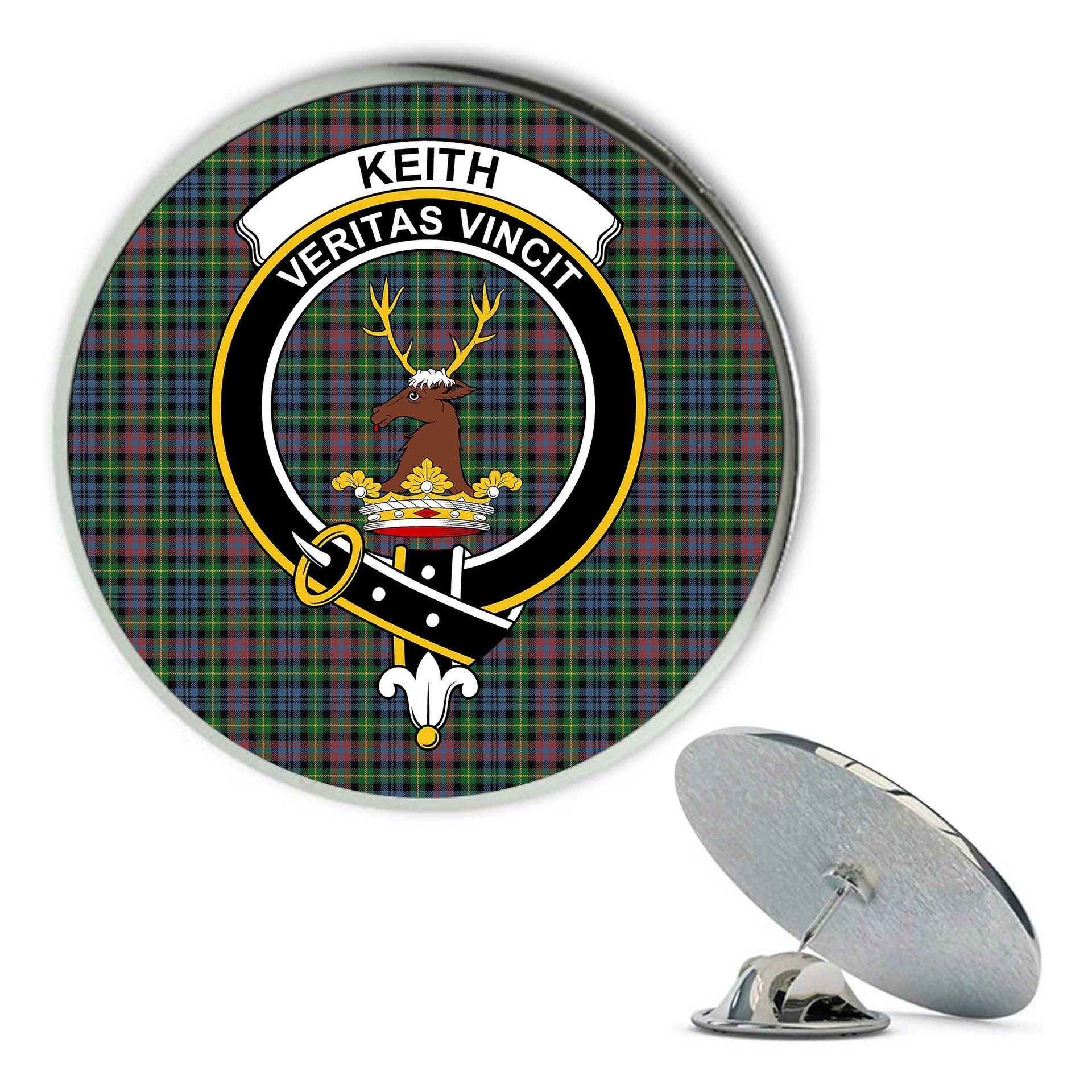 ScotsTee Shop Scottish Keith District Ancient Metal Tartan Lapel Pin Scottish Clan Crest Badge