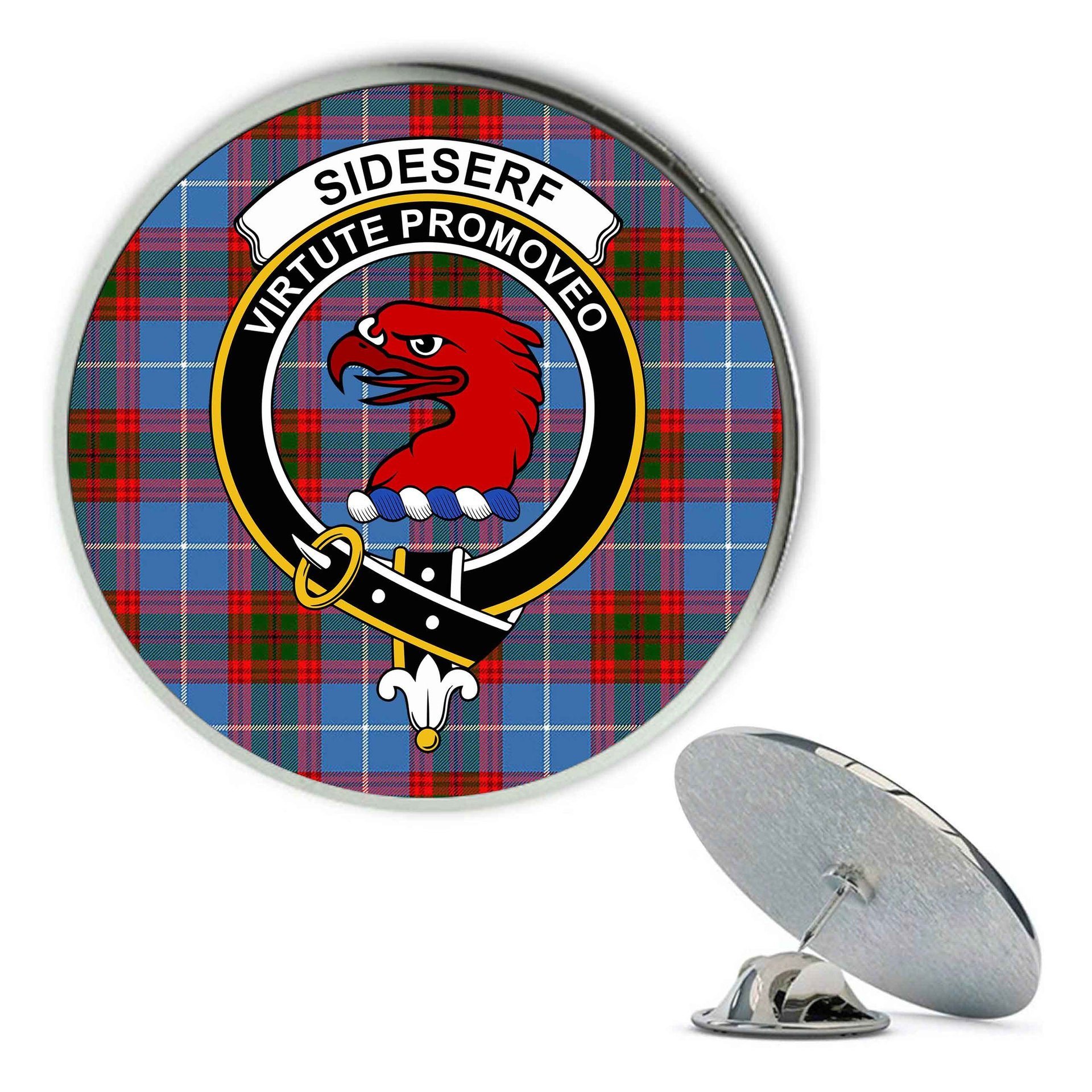 ScotsTee Shop Scottish Sideserf Metal Tartan Lapel Pin Scottish Clan Crest Badge
