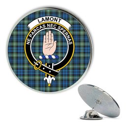 ScotsTee Shop Scottish Lamont Ancient Metal Tartan Lapel Pin Scottish Clan Crest Badge