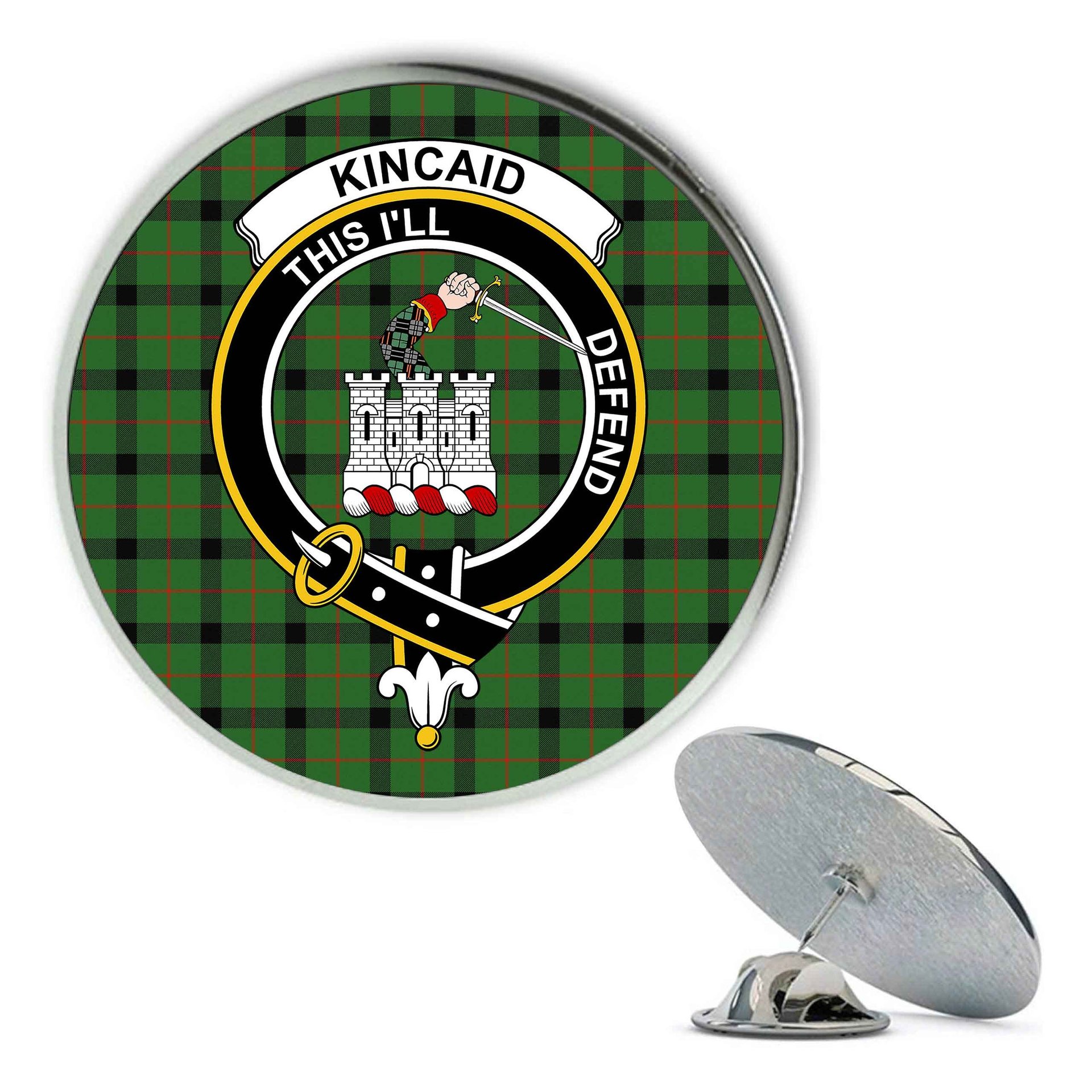 ScotsTee Shop Scottish Kincaid Ancient Metal Tartan Lapel Pin Scottish Clan Crest Badge