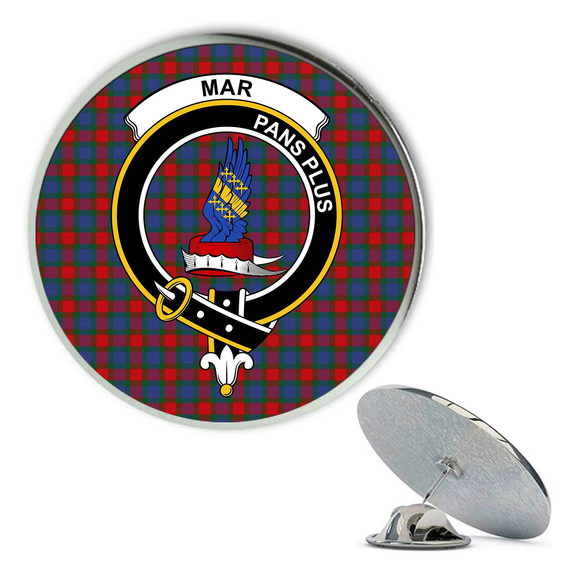 ScotsTee Shop Scottish Mar Metal Tartan Lapel Pin Scottish Clan Crest Badge