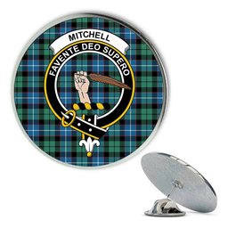 ScotsTee Shop Scottish Mitchell Ancient Metal Tartan Lapel Pin Scottish Clan Crest Badge