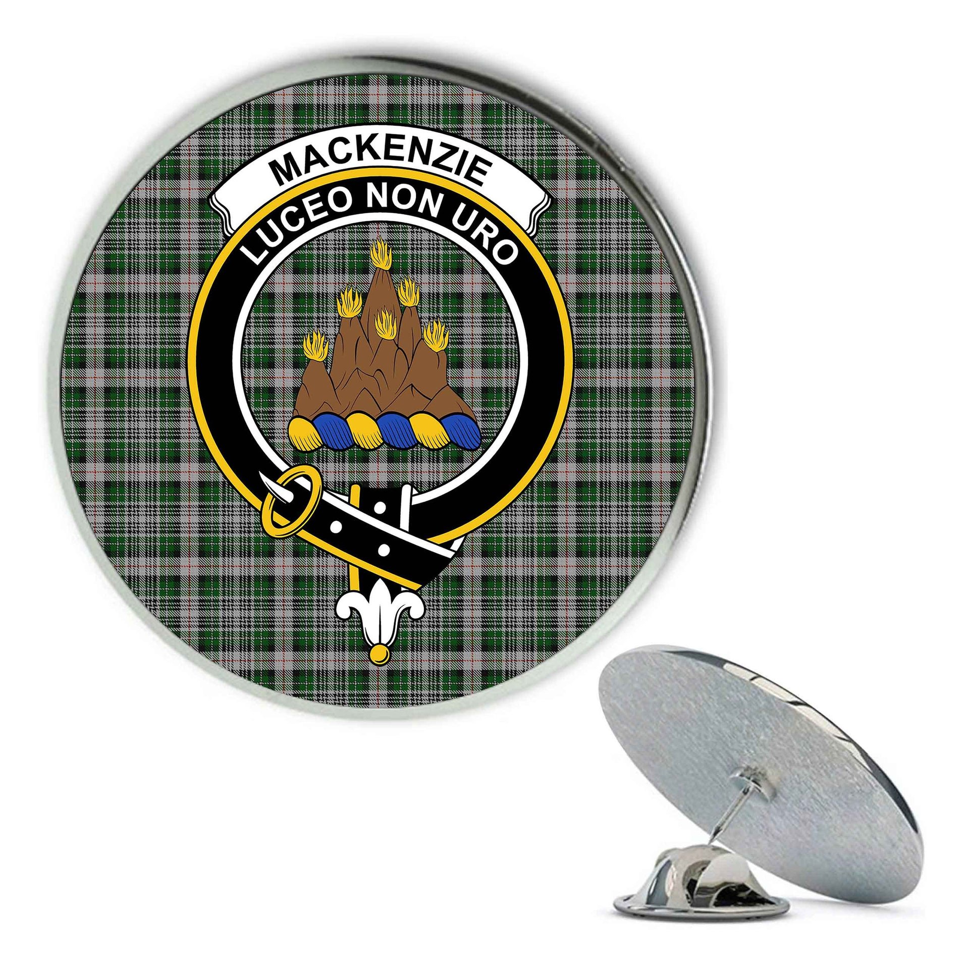 ScotsTee Shop Scottish MacKenzie MacGregor-Hastie Metal Tartan Lapel Pin Scottish Clan Crest Badge