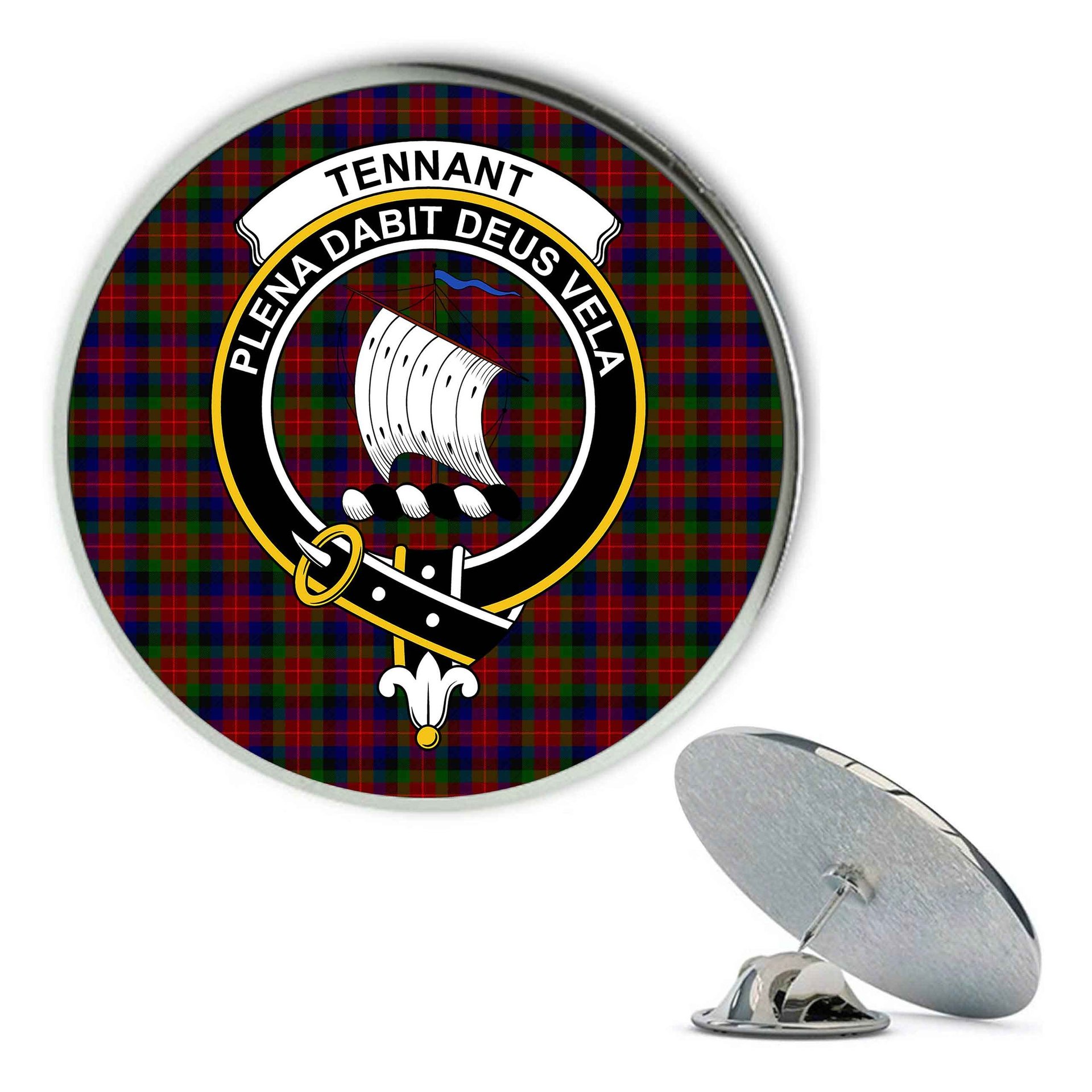 ScotsTee Shop Scottish Tennant SC Metal Tartan Lapel Pin Scottish Clan Crest Badge