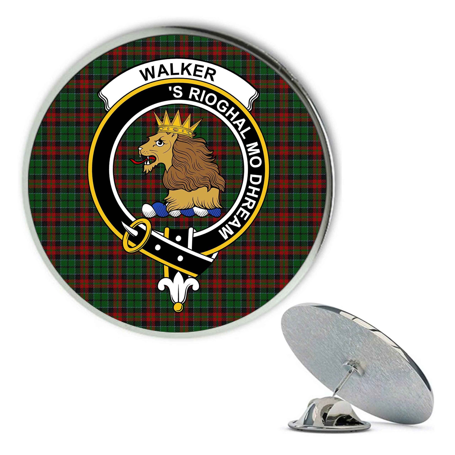 ScotsTee Shop Scottish Walker James Metal Tartan Lapel Pin Scottish Clan Crest Badge