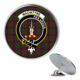 ScotsTee Shop Scottish MacIntyre and Glenorchy Metal Tartan Lapel Pin Scottish Clan Crest Badge