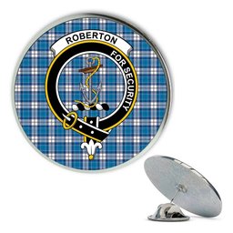 ScotsTee Shop Scottish Roberton Metal Tartan Lapel Pin Scottish Clan Crest Badge