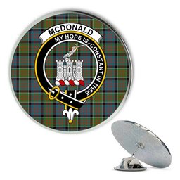 ScotsTee Shop Scottish McDonald of Clan Ranald Ancient Metal Tartan Lapel Pin Scottish Clan Crest Badge