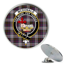 ScotsTee Shop Scottish McDonald Dress Modern Metal Tartan Lapel Pin Scottish Clan Crest Badge