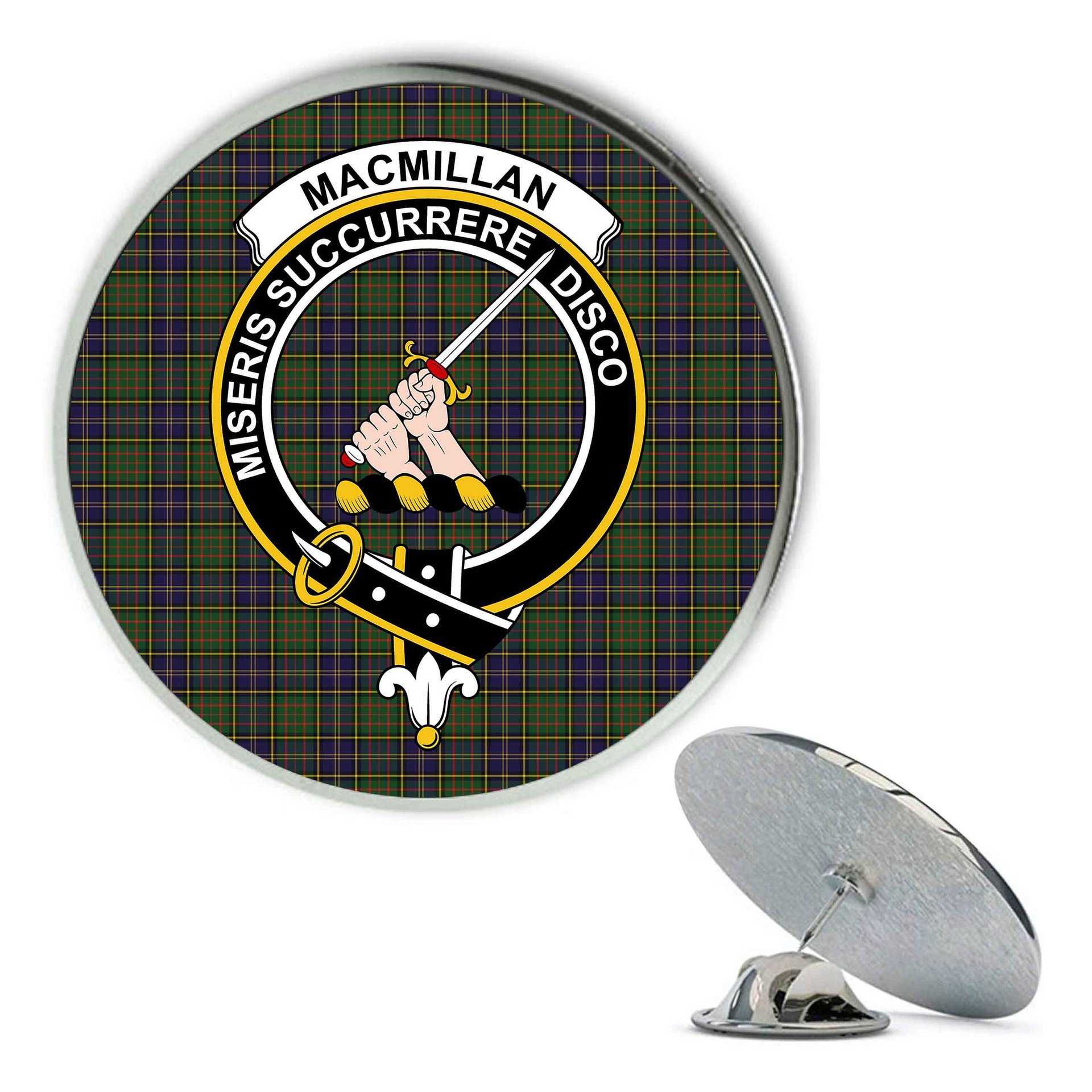 ScotsTee Shop Scottish MacMillan Hunting Modern SC Metal Tartan Lapel Pin Scottish Clan Crest Badge