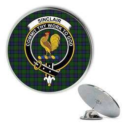 ScotsTee Shop Scottish Sinclair Hunting VS Metal Tartan Lapel Pin Scottish Clan Crest Badge