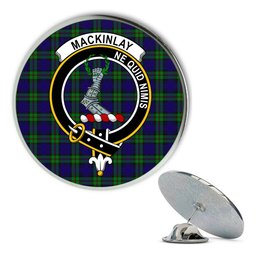 ScotsTee Shop Scottish MacKinlay Modern Metal Tartan Lapel Pin Scottish Clan Crest Badge
