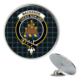 ScotsTee Shop Scottish MacKenzie Modern Metal Tartan Lapel Pin Scottish Clan Crest Badge