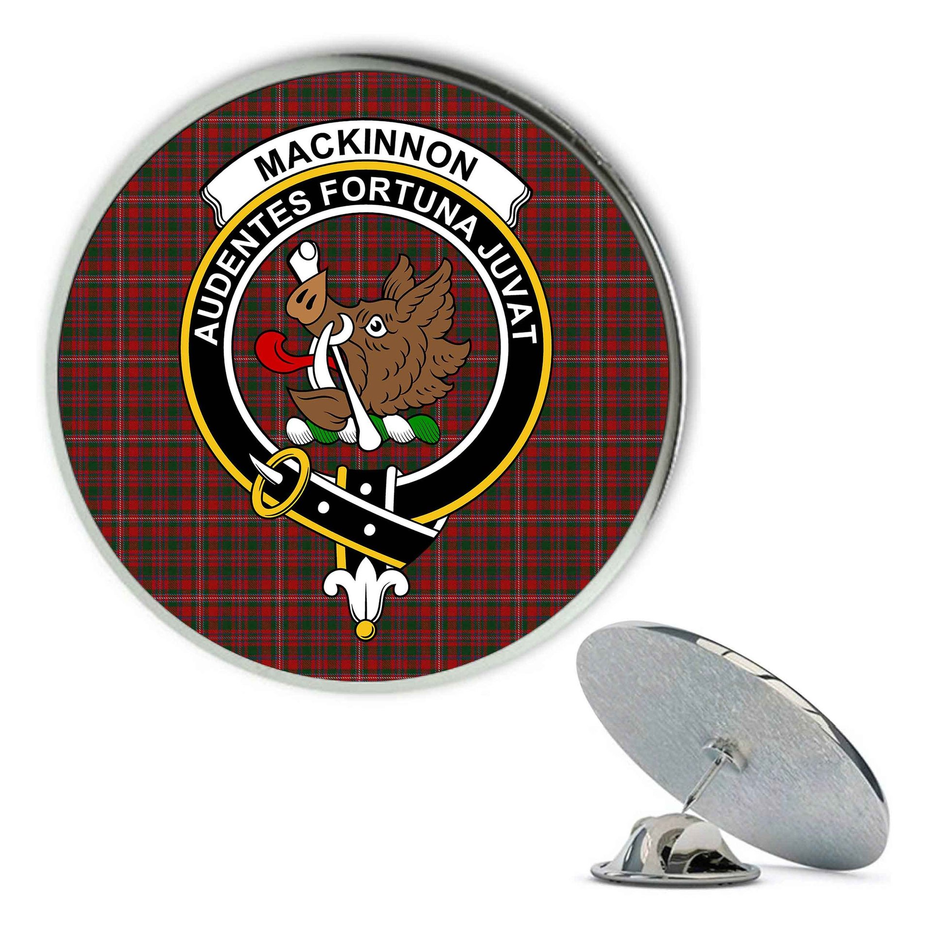 ScotsTee Shop Scottish MacKinnon 1810 Metal Tartan Lapel Pin Scottish Clan Crest Badge