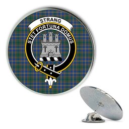 ScotsTee Shop Scottish Strang of Balkaskie Modern Metal Tartan Lapel Pin Scottish Clan Crest Badge