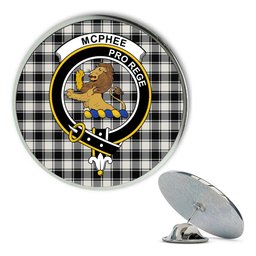 ScotsTee Shop Scottish McPhee B&W Ancient Metal Tartan Lapel Pin Scottish Clan Crest Badge
