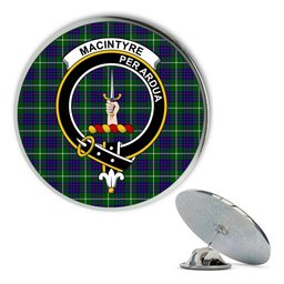 ScotsTee Shop Scottish MacIntyre Hunting Modern Metal Tartan Lapel Pin Scottish Clan Crest Badge