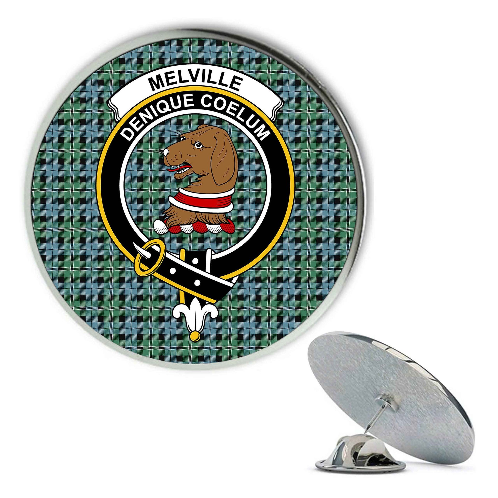 ScotsTee Shop Scottish Melville Modern Metal Tartan Lapel Pin Scottish Clan Crest Badge
