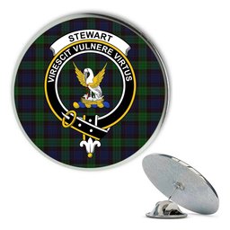 ScotsTee Shop Scottish Stewart Old Metal Tartan Lapel Pin Scottish Clan Crest Badge