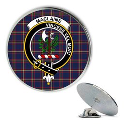 ScotsTee Shop Scottish MacLaine of Lochbuie Hunting Modern Metal Tartan Lapel Pin Scottish Clan Crest Badge
