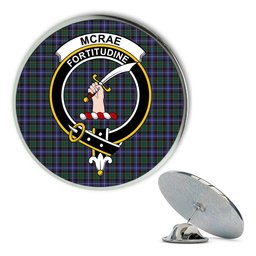 ScotsTee Shop Scottish McRae Hunting Modern Metal Tartan Lapel Pin Scottish Clan Crest Badge
