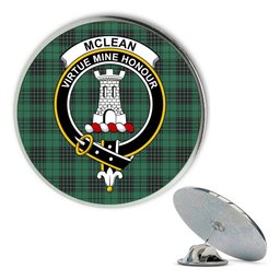 ScotsTee Shop Scottish McLean Hunting Ancient Metal Tartan Lapel Pin Scottish Clan Crest Badge