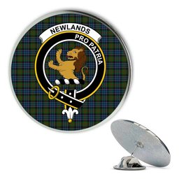 ScotsTee Shop Scottish Newlands of Lauriston Metal Tartan Lapel Pin Scottish Clan Crest Badge