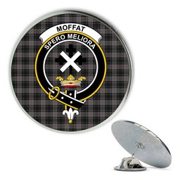 ScotsTee Shop Scottish Moffat 1984 Metal Tartan Lapel Pin Scottish Clan Crest Badge
