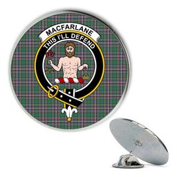ScotsTee Shop Scottish MacFarlane Hunting Ancient Metal Tartan Lapel Pin Scottish Clan Crest Badge